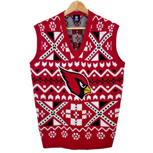 NFL Arizona Cardinals Ugly Christmas Sweater Vest Mens L Red Black Official Team